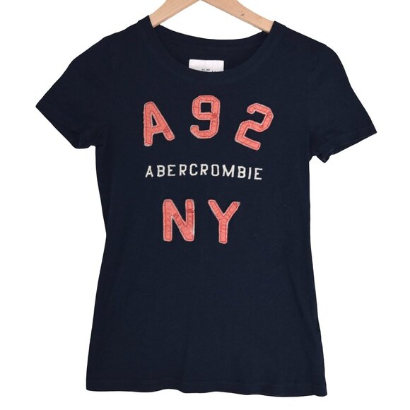 Abercrombie Navy Tee Kids XL Y2K Preppy Varsity - Picture 1 of 8